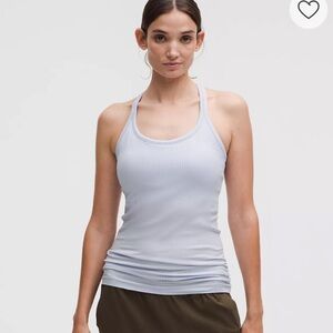 lululemon athletica Ebb to Street Tank Top, Light Blue Ribbed Tank Top